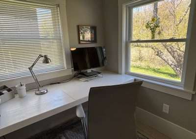 Office has nice view of back yard.